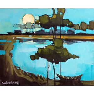 Salman Farooqi, 24 x 30 Inch, Acrylic on Canvas, Seascape Painting, AC-SF-653 Salman Farooqi, 24 x 30 Inch, Acrylic on Canvas, Seascape Painting, AC-SF-653